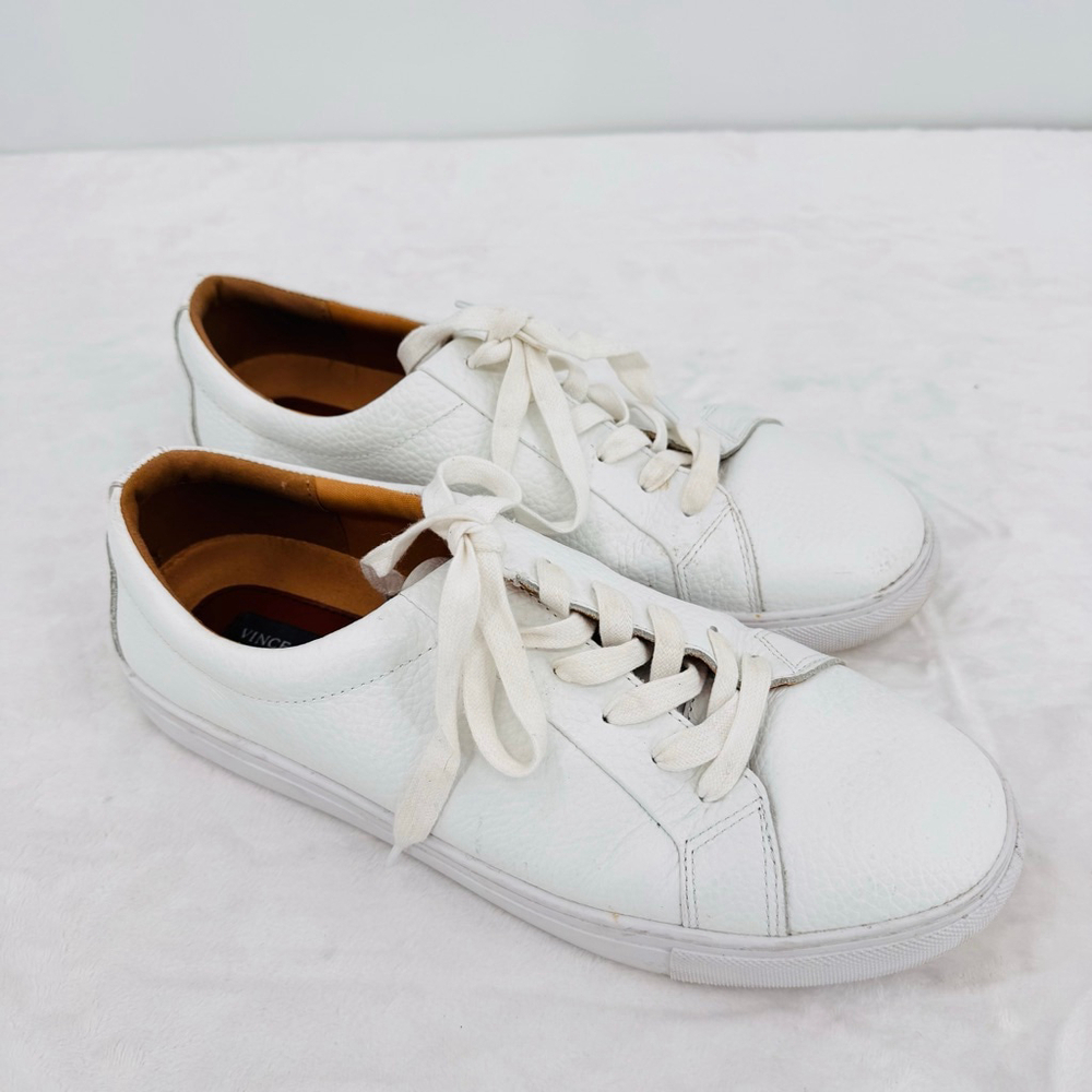 Vince Camuto White Comfort Mills Sneakers Pebbled Leather Lace Up Men's 10.5M